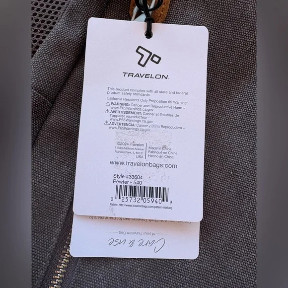 NEW Travelon Gray Canvas Sling Bag - Picture 3 of 5